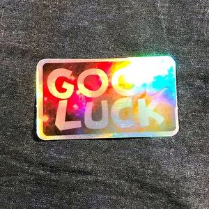 GOOD LUCK Metallic Prismatic Rainbow Reflective Sticker